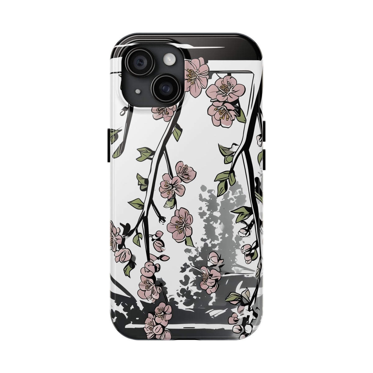 Cherry Blossom Phone Case, Japandi Art, Tough Phone Case, Modern Feminine Phone Cover, Floral Phone Case, Protective Phone Case, Stylish