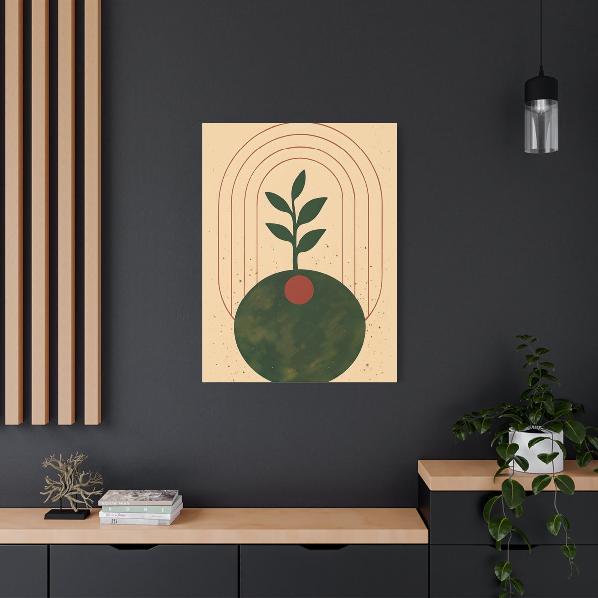 Canvas Wall Art, Eclectic Plant Boho Modern Design, Stretched Matte Print, Home Decor, Bohemian Artwork, Botanical Poster, Wall Hanging,