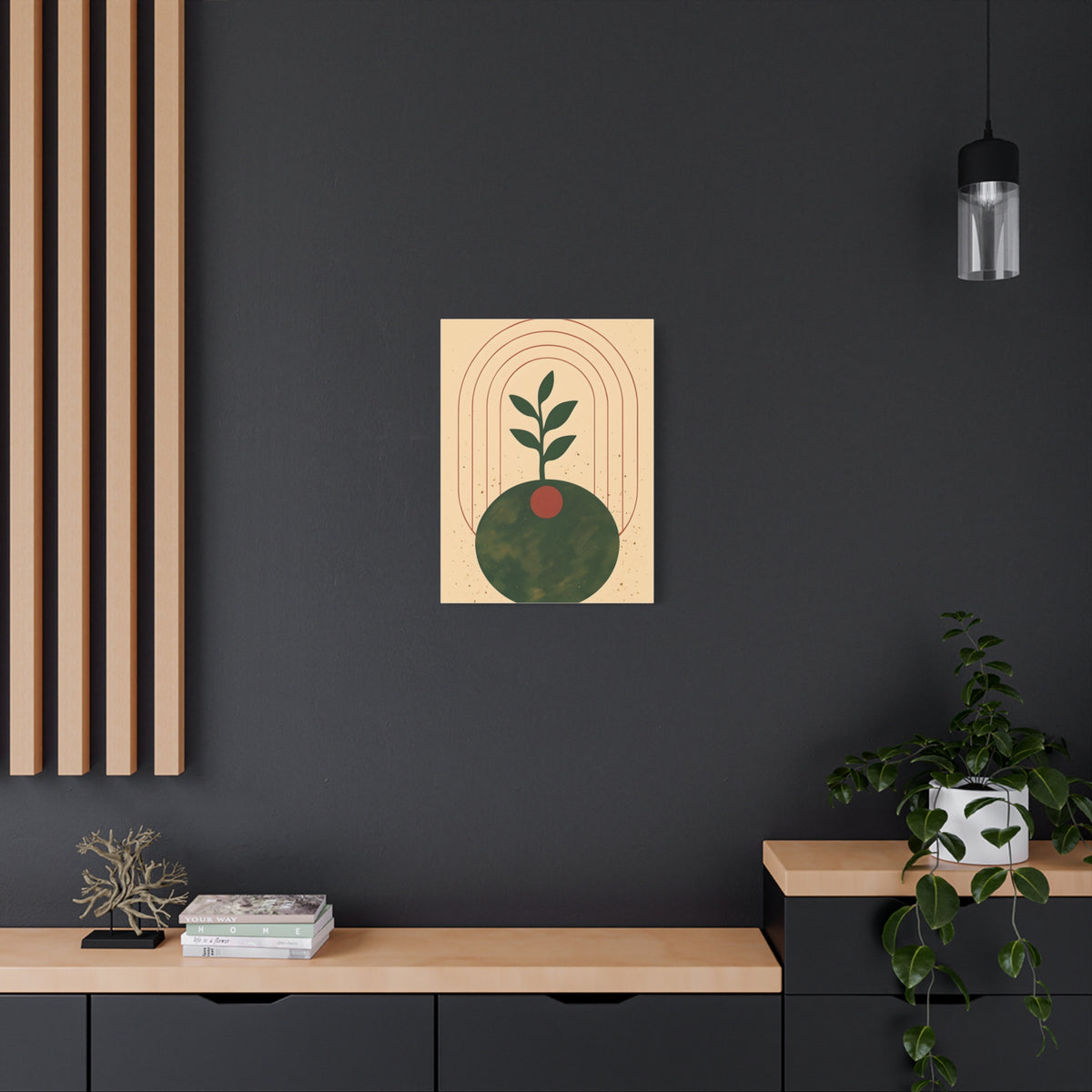 Canvas Wall Art, Eclectic Plant Boho Modern Design, Stretched Matte Print, Home Decor, Bohemian Artwork, Botanical Poster, Wall Hanging,