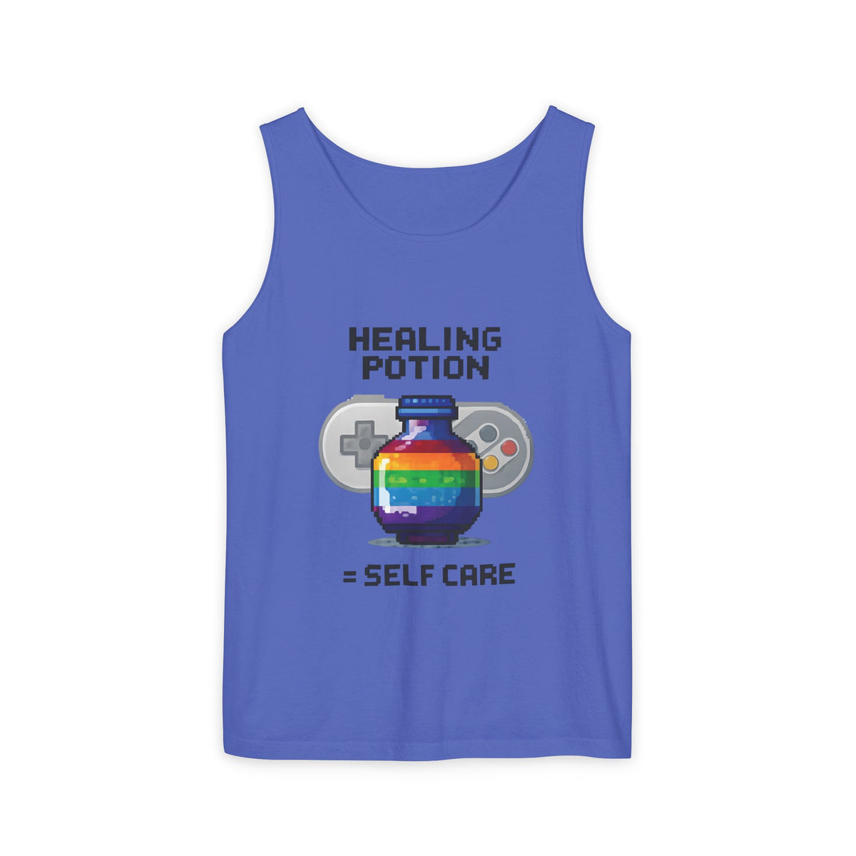 Retro Gaming Tank Top, LGBTQ+ Pride Rainbow Design, Unisex Shirt, Pixelated Tee, Gamer Apparel, Pride Clothing