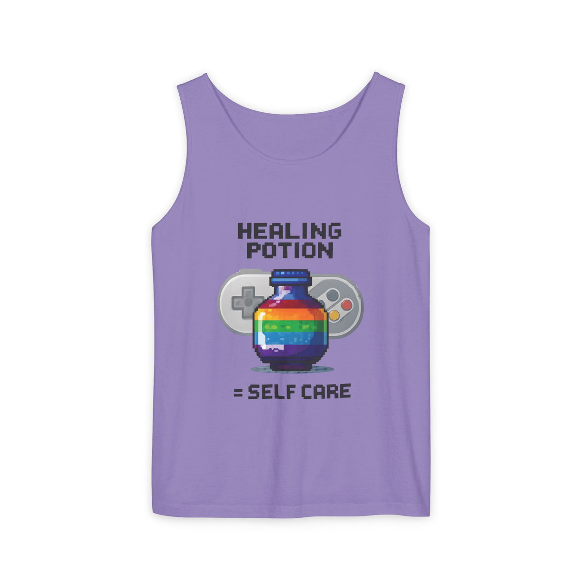 Retro Gaming Tank Top, LGBTQ+ Pride Rainbow Design, Unisex Shirt, Pixelated Tee, Gamer Apparel, Pride Clothing