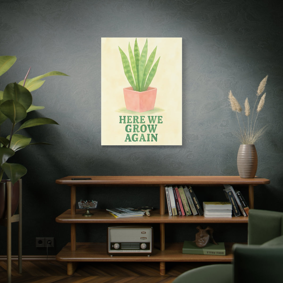Indoor Plant Art Canvas, Botanical Wall Decor, Succulent Print, Home Gardening Gift, Room Decor for Plant Lovers