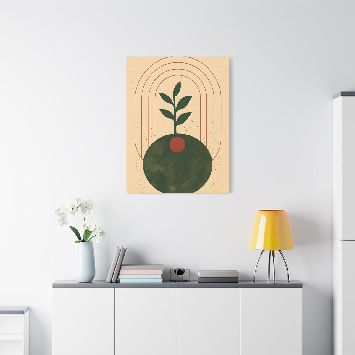Canvas Wall Art, Eclectic Plant Boho Modern Design, Stretched Matte Print, Home Decor, Bohemian Artwork, Botanical Poster, Wall Hanging,