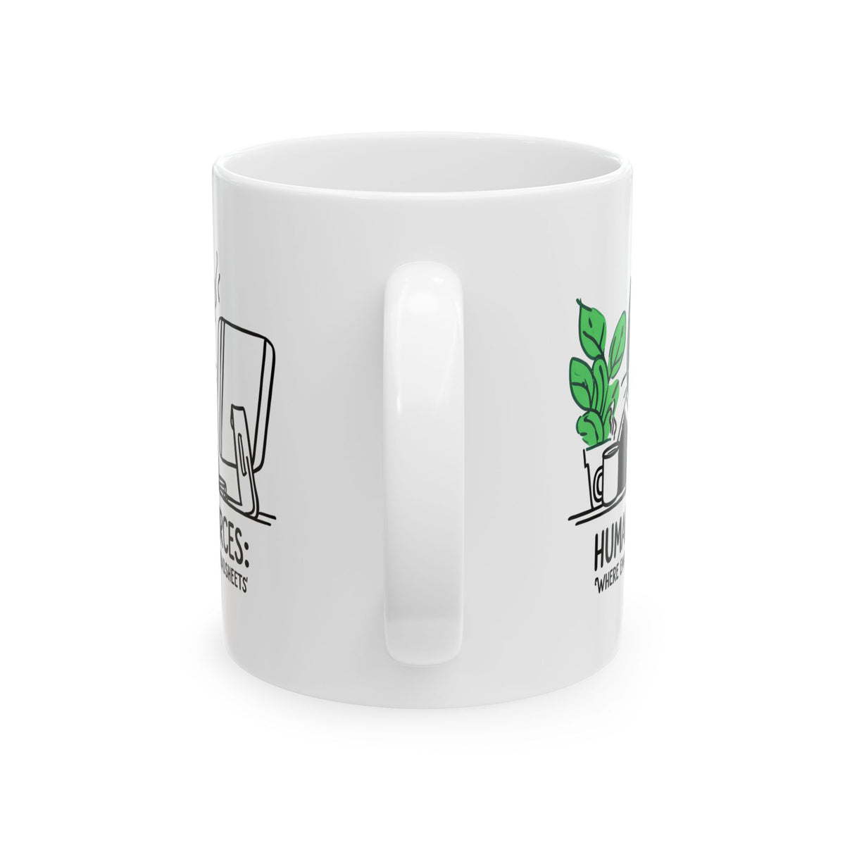 Human Resources HR Humorous Cat-Themed Ceramic Mug, Funny Office Coffee Cup, Gift for Cat Lovers, Cute Plant Design, Home & Office Decor