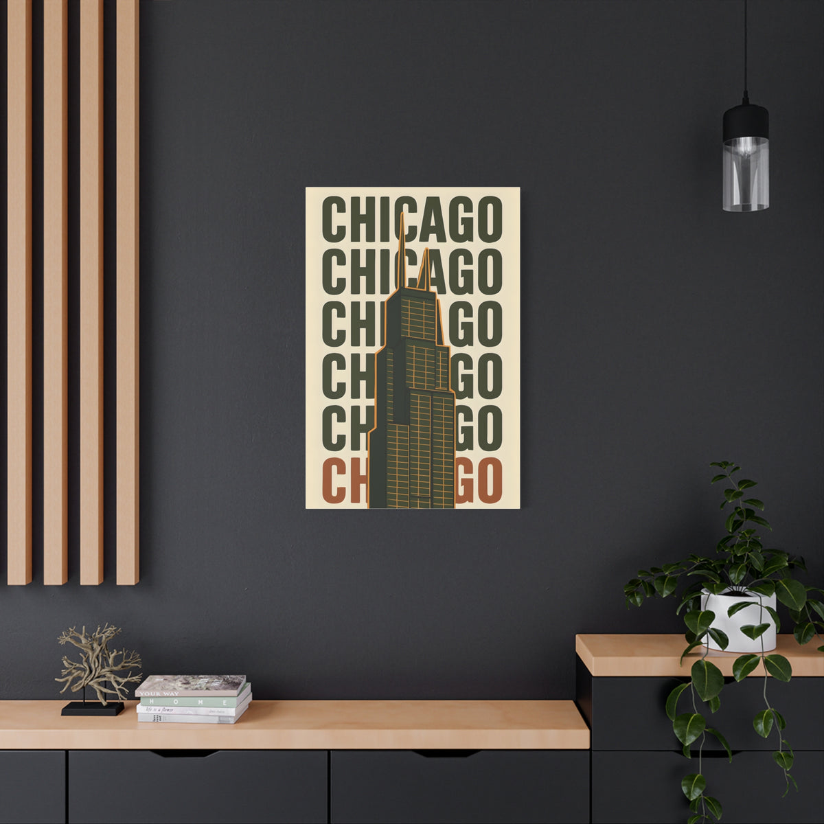 Chicago Skyline Canvas Art Print, Urban Wall Decor, Modern Home Office Artwork, Gift for City Lovers, Chicago Map Decoration