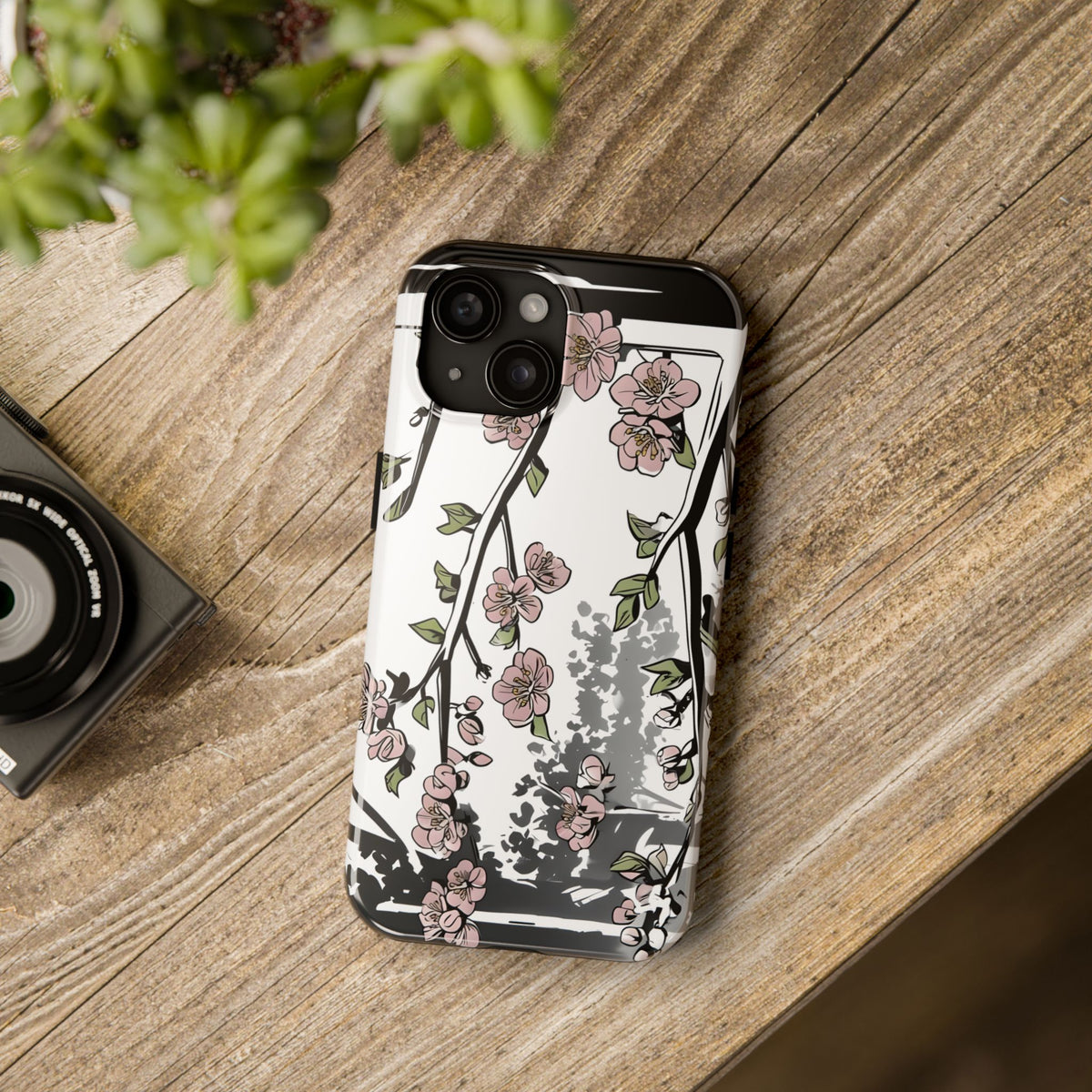 Cherry Blossom Phone Case, Japandi Art, Tough Phone Case, Modern Feminine Phone Cover, Floral Phone Case, Protective Phone Case, Stylish