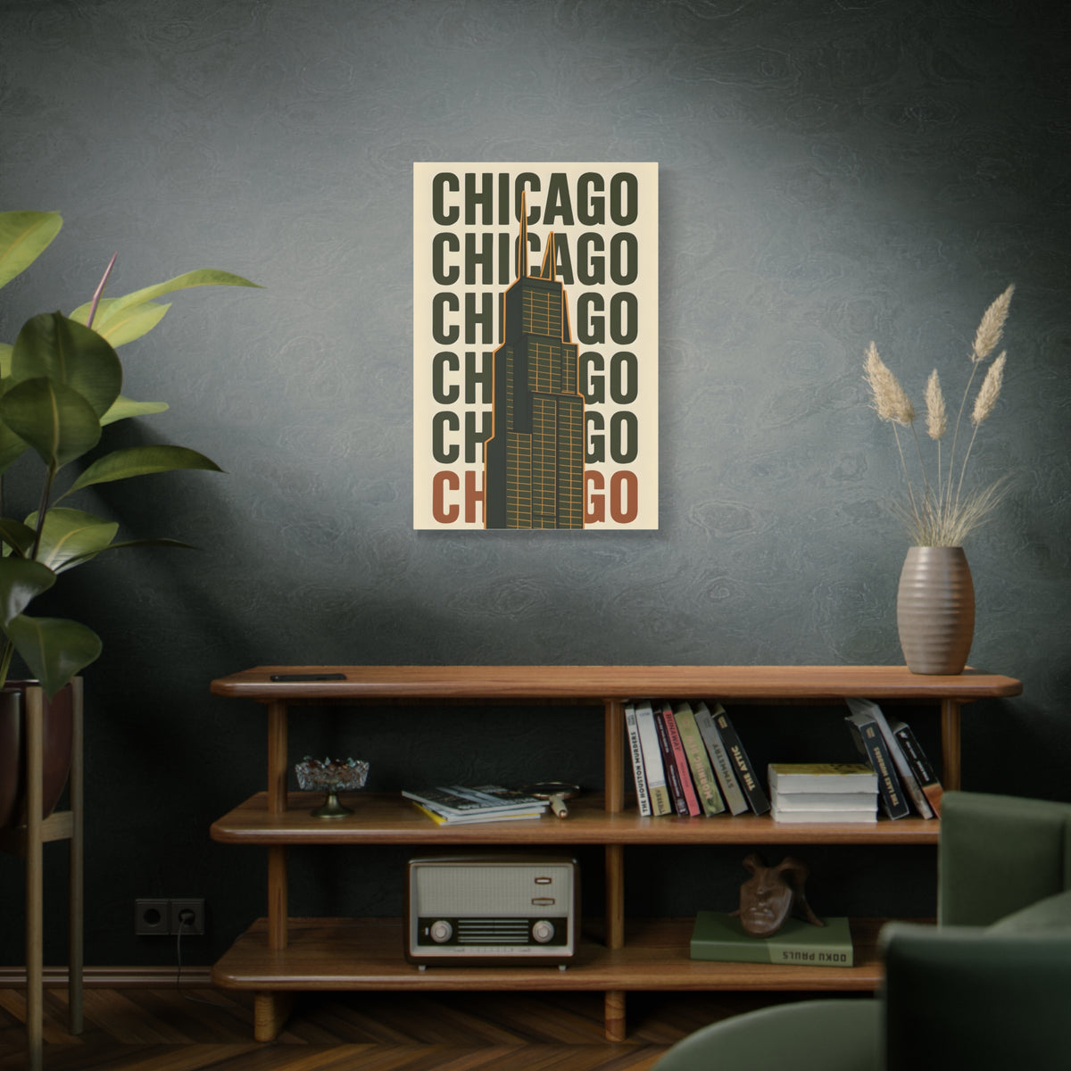 Chicago Skyline Canvas Art Print, Urban Wall Decor, Modern Home Office Artwork, Gift for City Lovers, Chicago Map Decoration