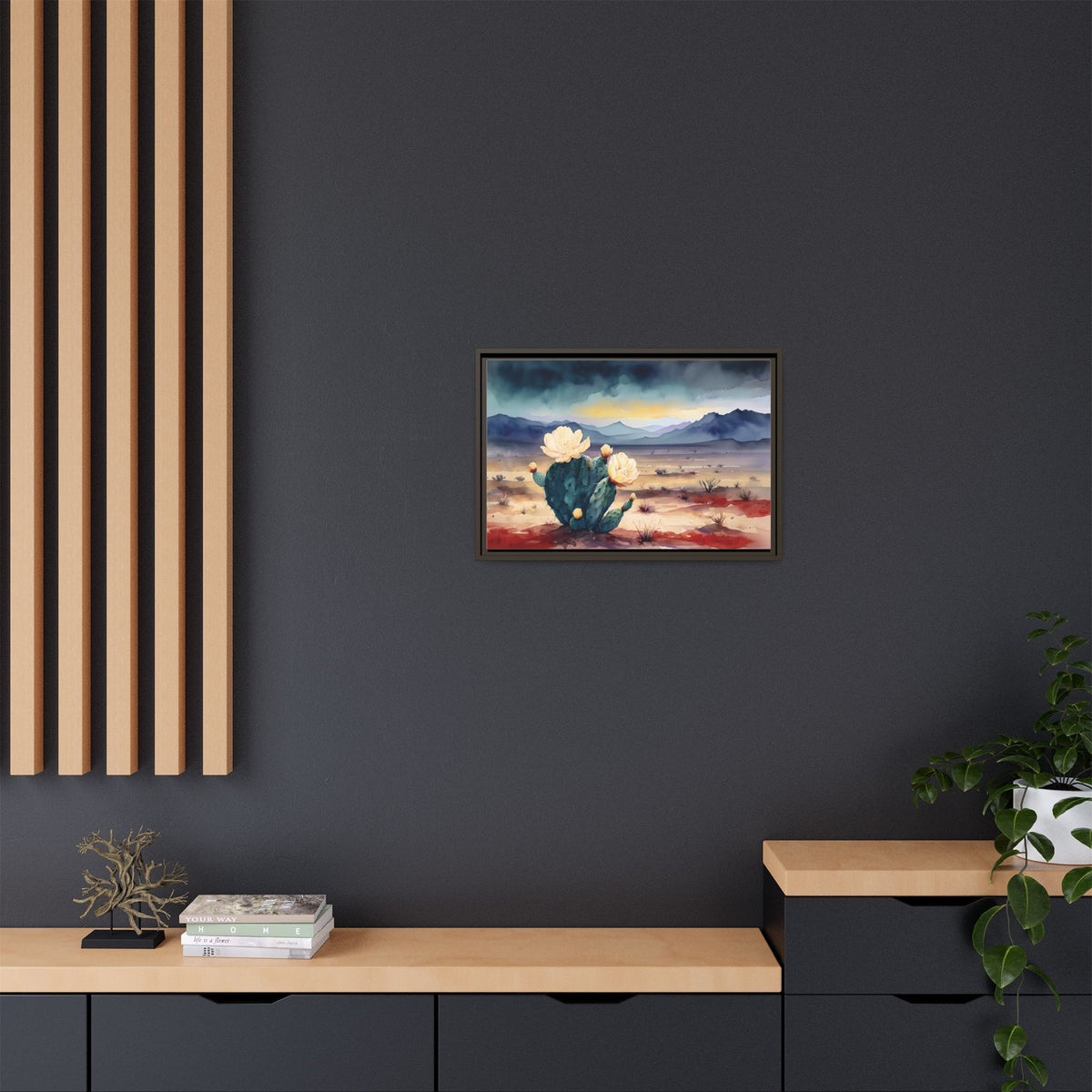 Canvas Art, Southwest Desert Style with Cactus Flower Botanical Design, Matte Print, Wall Decor, Home Office, Gift Idea
