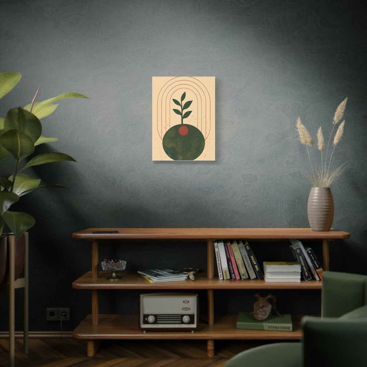 Canvas Wall Art, Eclectic Plant Boho Modern Design, Stretched Matte Print, Home Decor, Bohemian Artwork, Botanical Poster, Wall Hanging,
