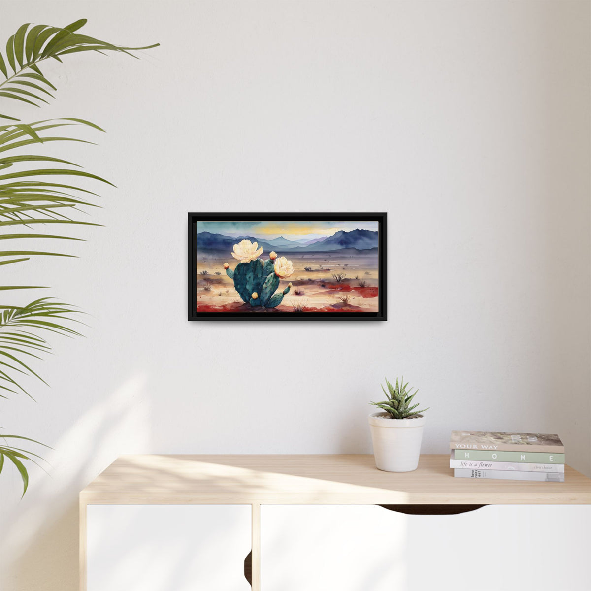 Canvas Art, Southwest Desert Style with Cactus Flower Botanical Design, Matte Print, Wall Decor, Home Office, Gift Idea