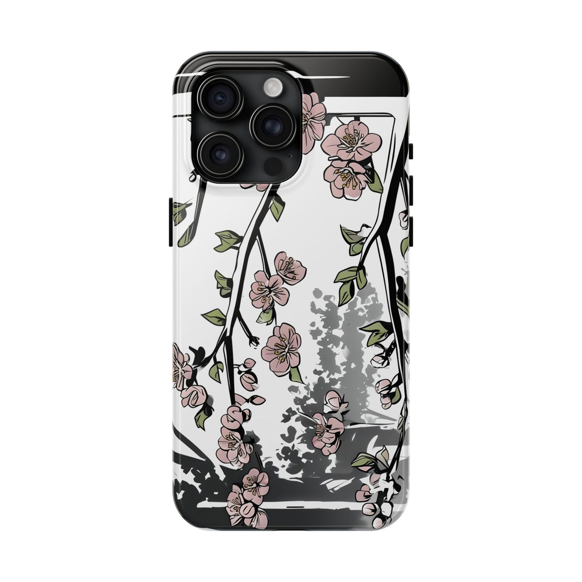 Cherry Blossom Phone Case, Japandi Art, Tough Phone Case, Modern Feminine Phone Cover, Floral Phone Case, Protective Phone Case, Stylish