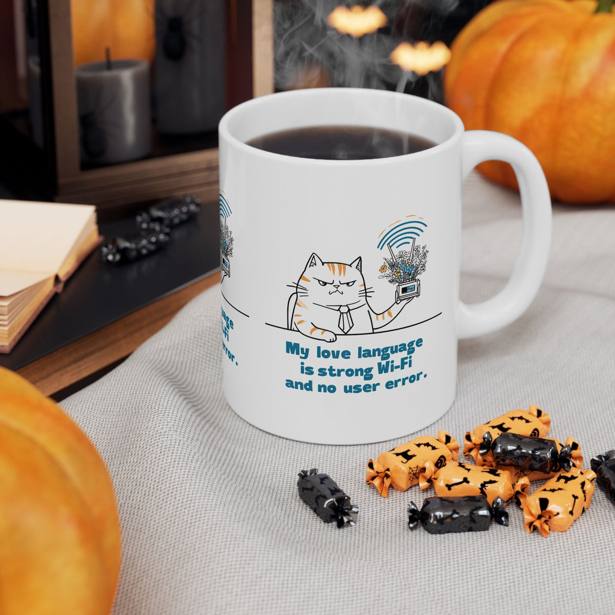 Funny Cat Ceramic Mug, IT Information Technology Workplace Humor, 11oz, 15oz, Gift for Cat Lovers, Office Desk Decor, Cat