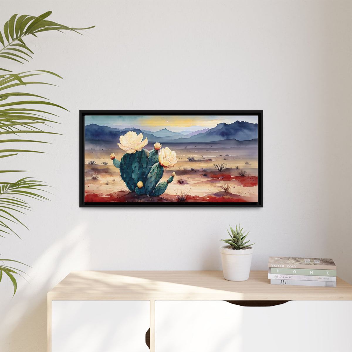 Canvas Art, Southwest Desert Style with Cactus Flower Botanical Design, Matte Print, Wall Decor, Home Office, Gift Idea