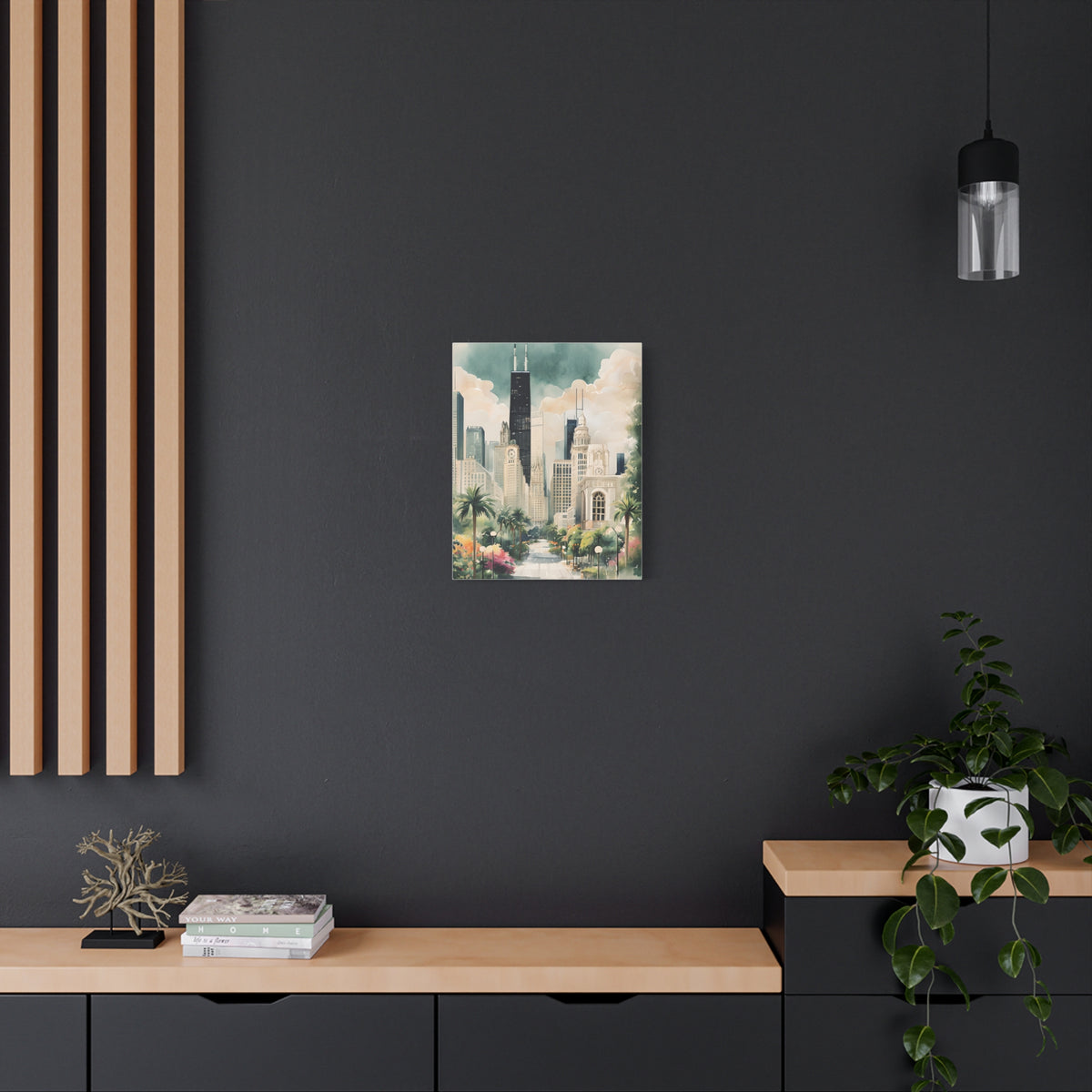 Chicago Inspired Cityscape Canvas Art Print, Wall Decor, Urban Landscape, Living Room Artwork, Gift for Home