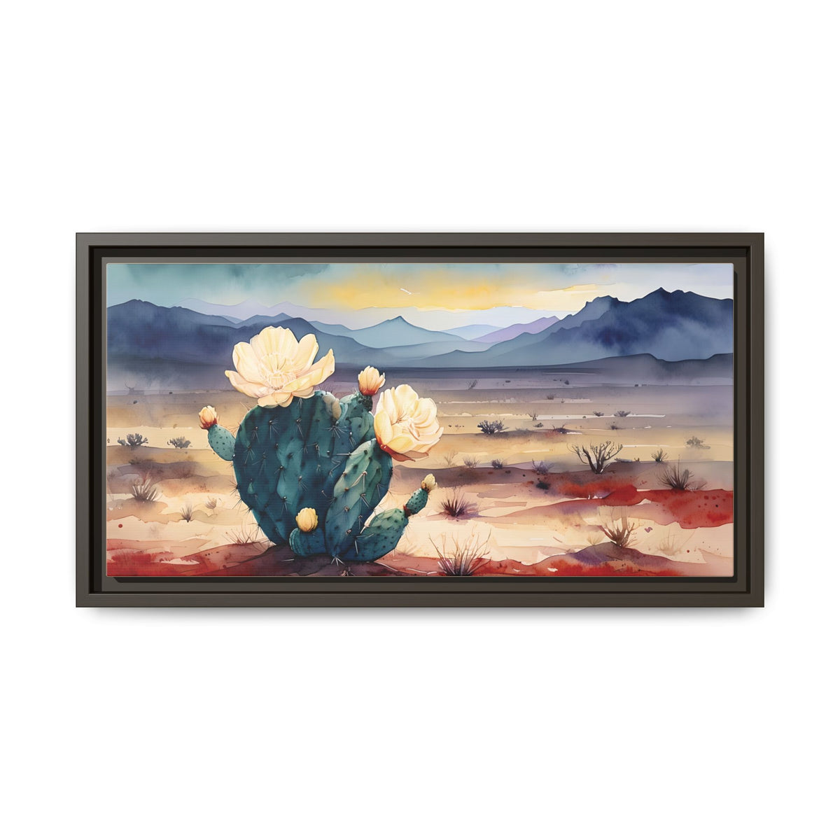 Canvas Art, Southwest Desert Style with Cactus Flower Botanical Design, Matte Print, Wall Decor, Home Office, Gift Idea