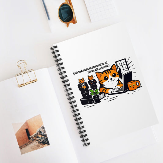 Funny Finance Cat Spiral Notebook - Ruled Line, Office Humor Planner, Financial Job Gift, Work Job Diary, Plant Lover Journal