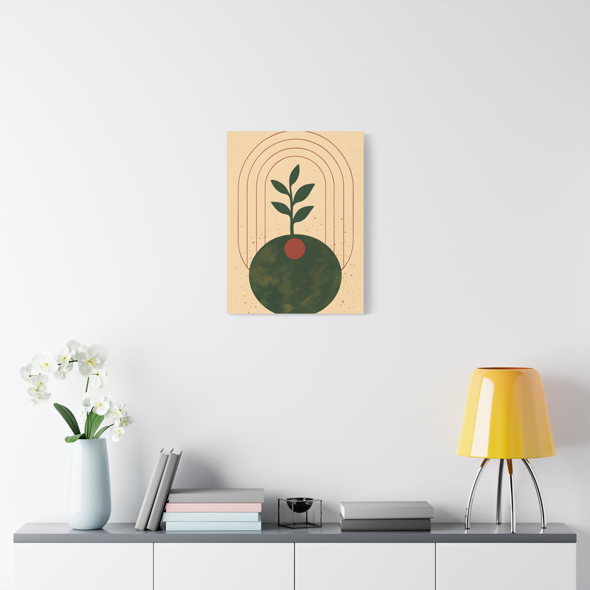 Canvas Wall Art, Eclectic Plant Boho Modern Design, Stretched Matte Print, Home Decor, Bohemian Artwork, Botanical Poster, Wall Hanging,