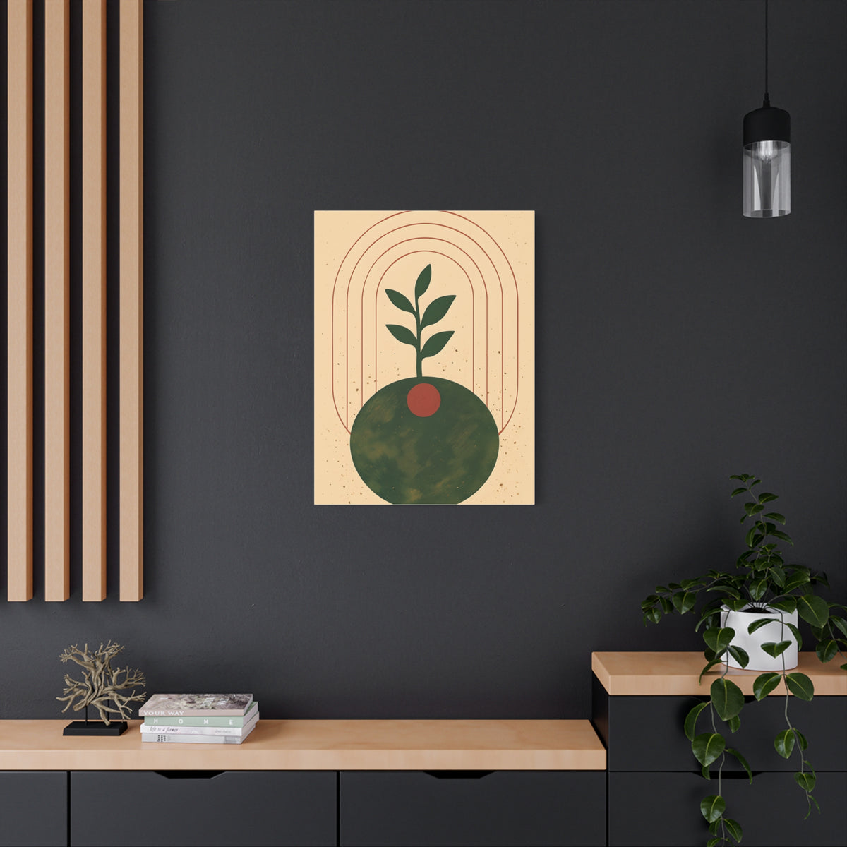 Canvas Wall Art, Eclectic Plant Boho Modern Design, Stretched Matte Print, Home Decor, Bohemian Artwork, Botanical Poster, Wall Hanging,