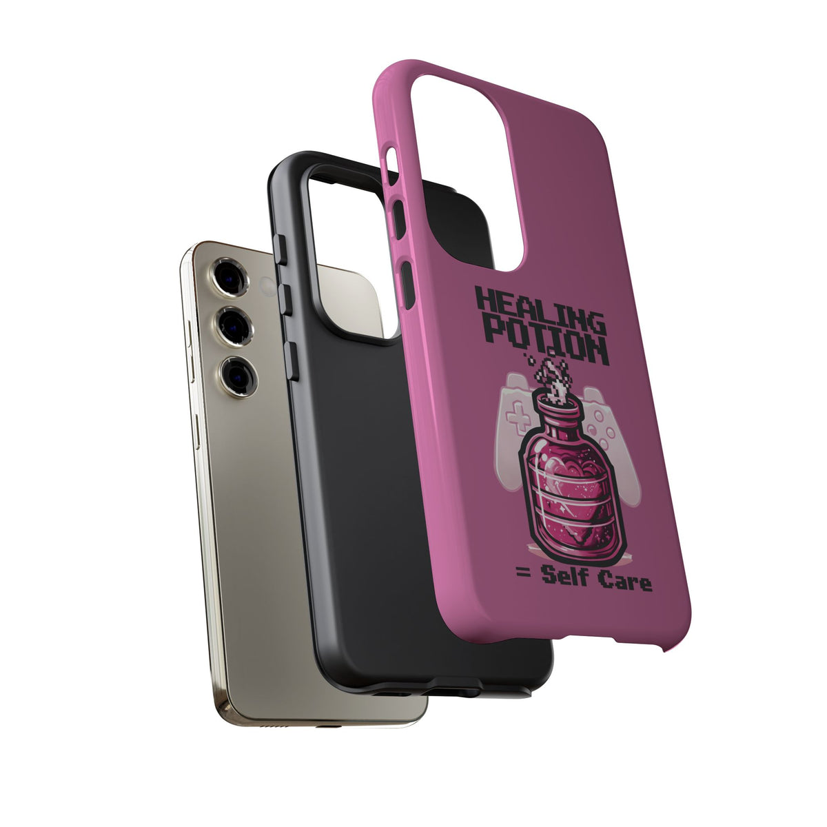 Phone, Pink Gamer Girl LGBTQ+ Retro Pixelated Video Game Design, Tough Case, Protective Cover, Gaming Gift, Pastel Pink Accessories Pride